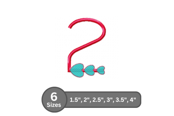 Candy Heart Number -2: A Sweet Seasonal Embroidery Font