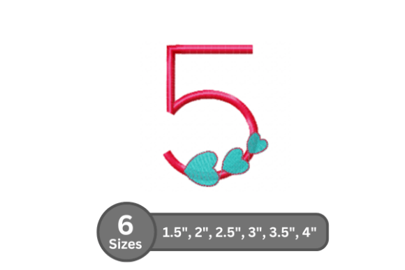 Candy Heart Number -5: Sweet, Stitch-Ready Personalization