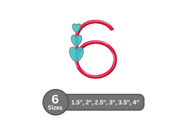 Candy Heart Number -6: A Sweet, Stitch-Ready Font for Real Projects