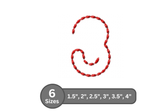 Soft Cord Number -3: A Cozy, Festive Embroidery Font for Holiday Gifts